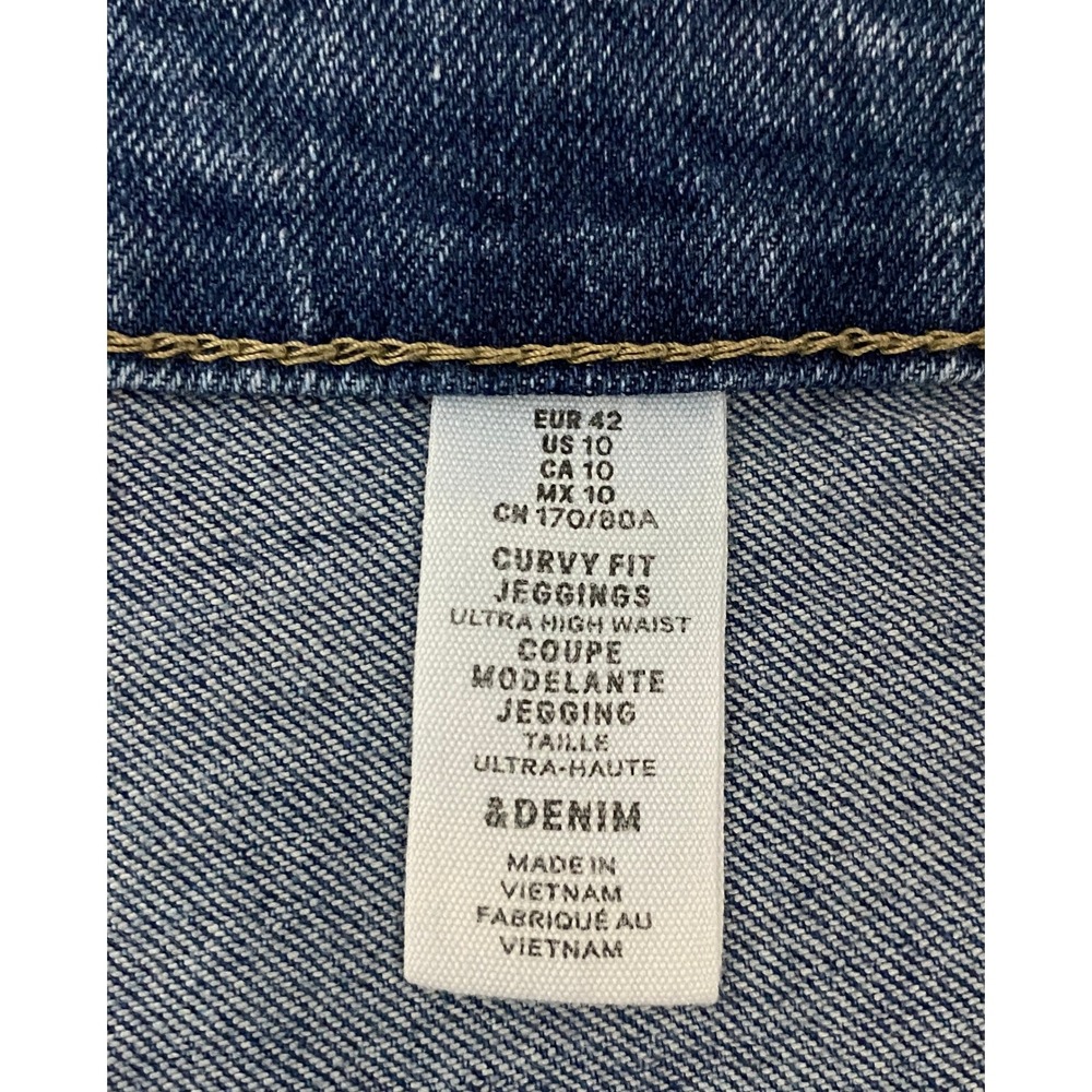 H&M Curvy Fit Jegging Ultra High Waist Blue Denim Jeans Womens US 10 - Picture 4 of 8